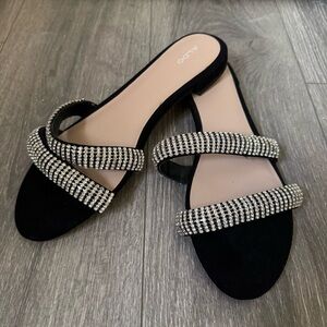 NWT Aldo Women's Rhinestone sandal Flats Crystal Bling Size US 11 Glenavia